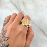 Anillo Sello Correa Corona RX 7.3gr / T11 1/2 / Dos Oros Amarillo Blanco 18K ©