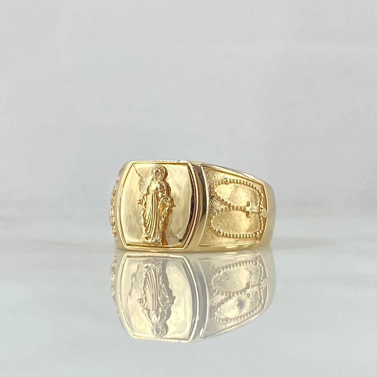 Anillo Virgen Milagrosa Sello Camandula 4.3gr / T7 / Oro Amarillo 18K