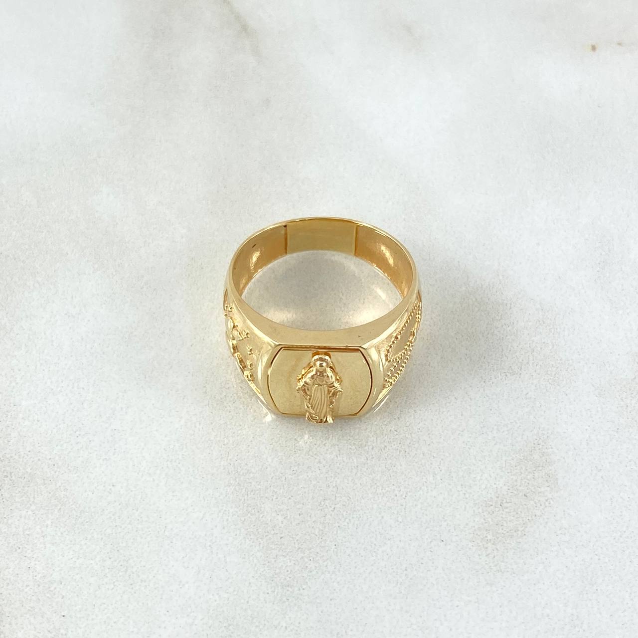 Anillo Virgen Milagrosa Sello Camandula 4.3gr / T7 / Oro Amarillo 18K