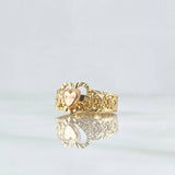 Anillo Rosas Corazon 3.2gr / T4 3/4 / Diamantado Dos Oros Amarillo Rosa 18K ©
