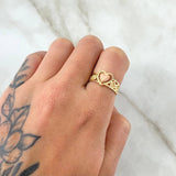 Anillo Rosas Corazon 3.2gr / T4 3/4 / Diamantado Dos Oros Amarillo Rosa 18K ©
