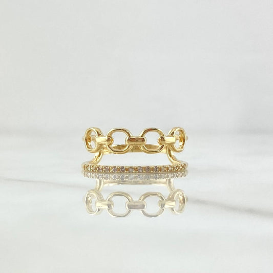 Anillo Roll-On Lineal 2.7gr / T6 3/4 / Circones Blancos Oro Amarillo 18K ©