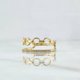 Anillo Roll-On Lineal 2.85gr / T5 3/4 / Circones Blancos Oro Amarillo 18K *