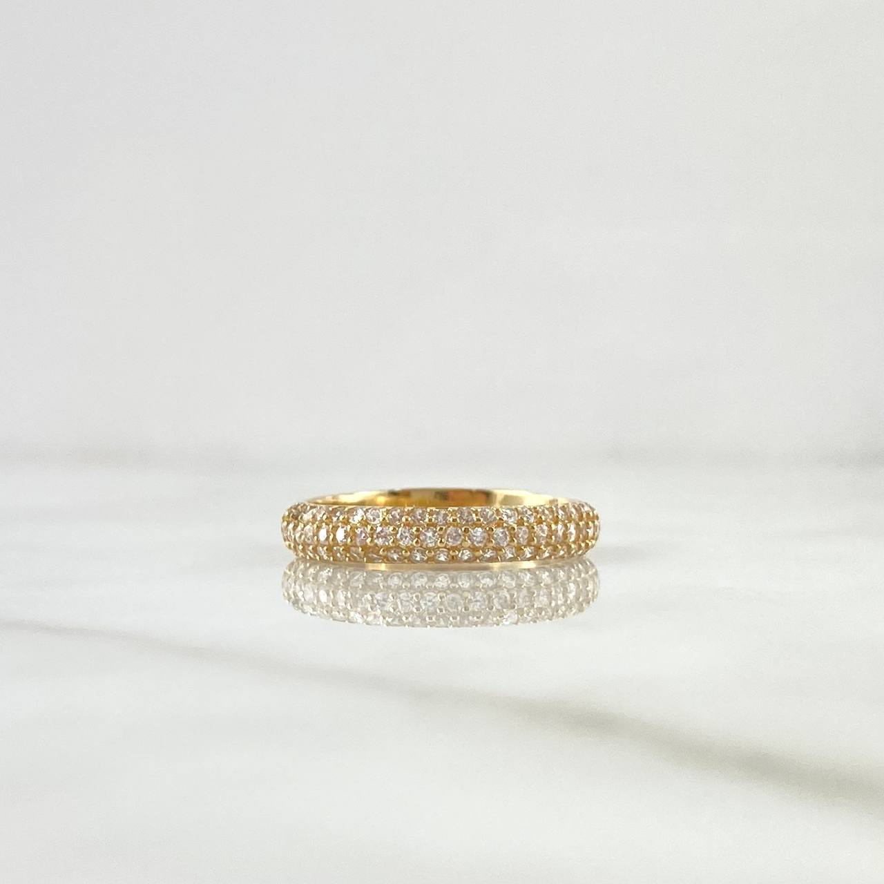 Anillo Churumbela Tupida 3.7gr / T6 1/2 / Circones Blancos Oro Amarillo 18K ©