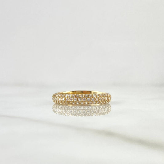 Anillo Churumbela Tupida 3.95gr / T7 3/4 / Circones Blancos Oro Amarillo 18K