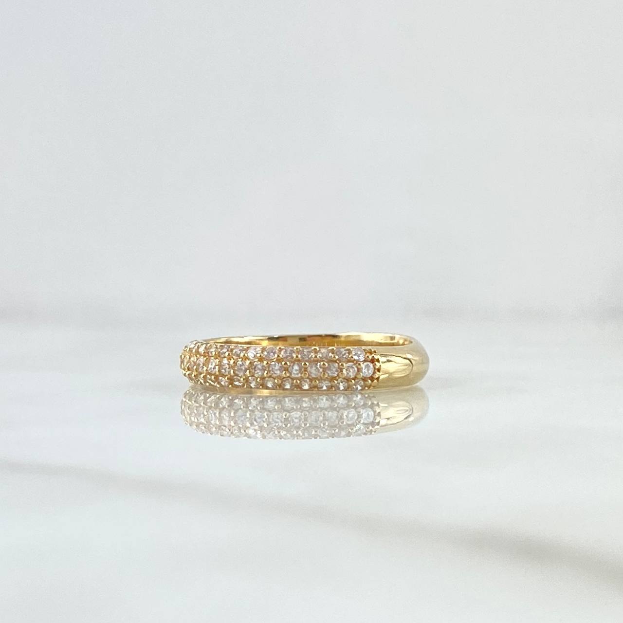 Anillo Churumbela Tupida 3.7gr / T6 1/2 / Circones Blancos Oro Amarillo 18K ©