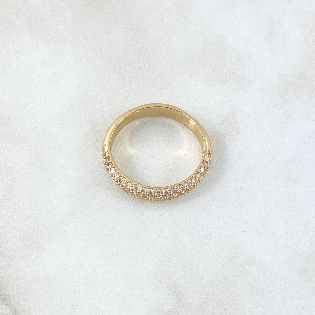 Anillo Churumbela Tupida 3.95gr / T7 3/4 / Circones Blancos Oro Amarillo 18K