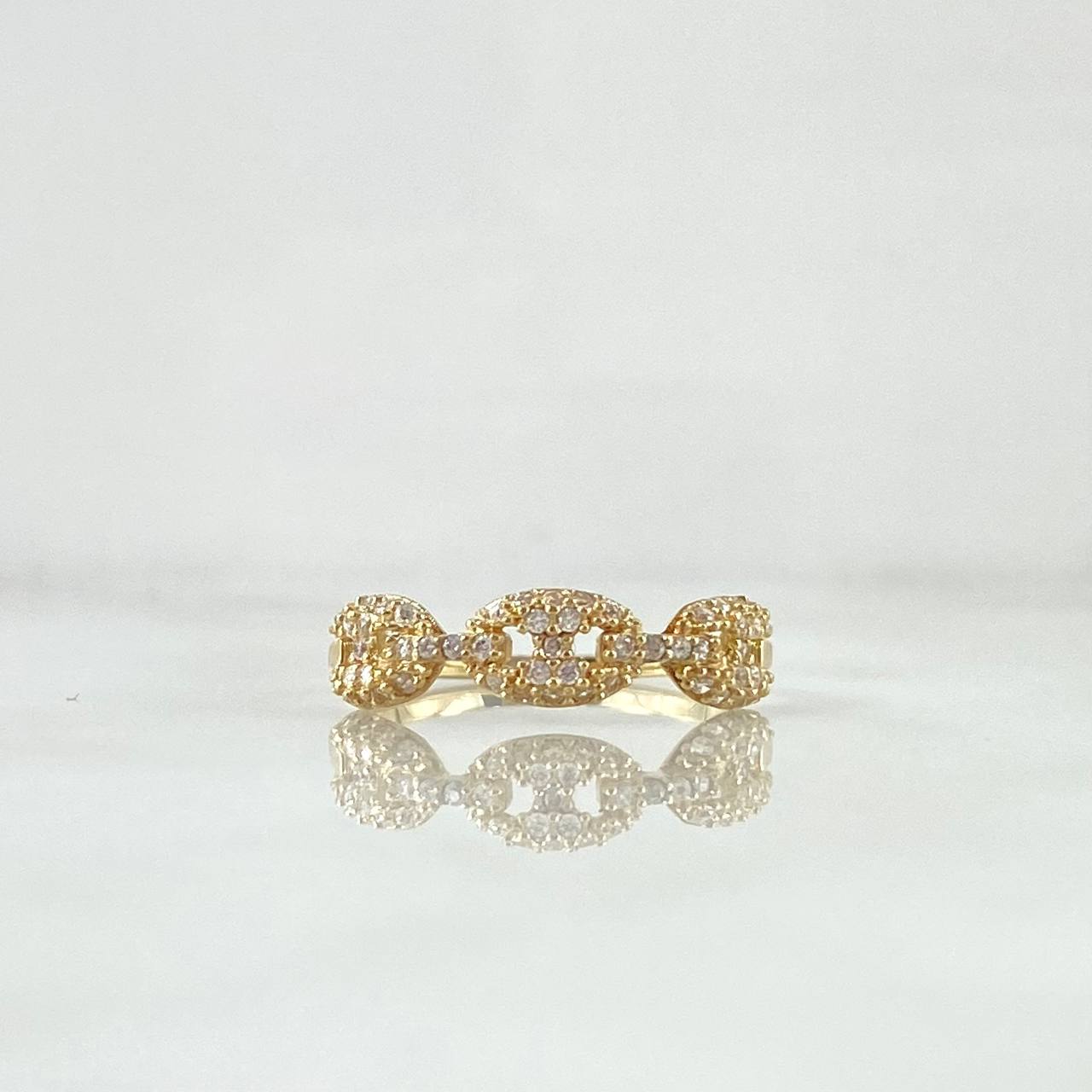 Anillo GC 1.8gr / T7 / Circones Blancos Oro Amarillo 18K