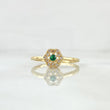 Anillo Flor Hectagonal 1.8gr / T5 3/4 / Circones Blancos Verde Oro Amarillo 18K ©