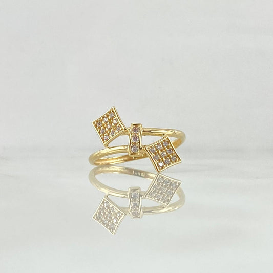 Anillo Robos Paralelos 1.7gr / T6 1/2 / Circones Blancos Oro Amarillo 18K ©