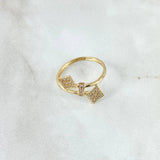 Anillo Robos Paralelos 1.7gr / T6 1/2 / Circones Blancos Oro Amarillo 18K ©