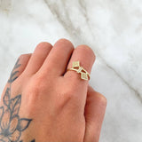 Anillo Robos Paralelos 1.7gr / T6 1/2 / Circones Blancos Oro Amarillo 18K ©