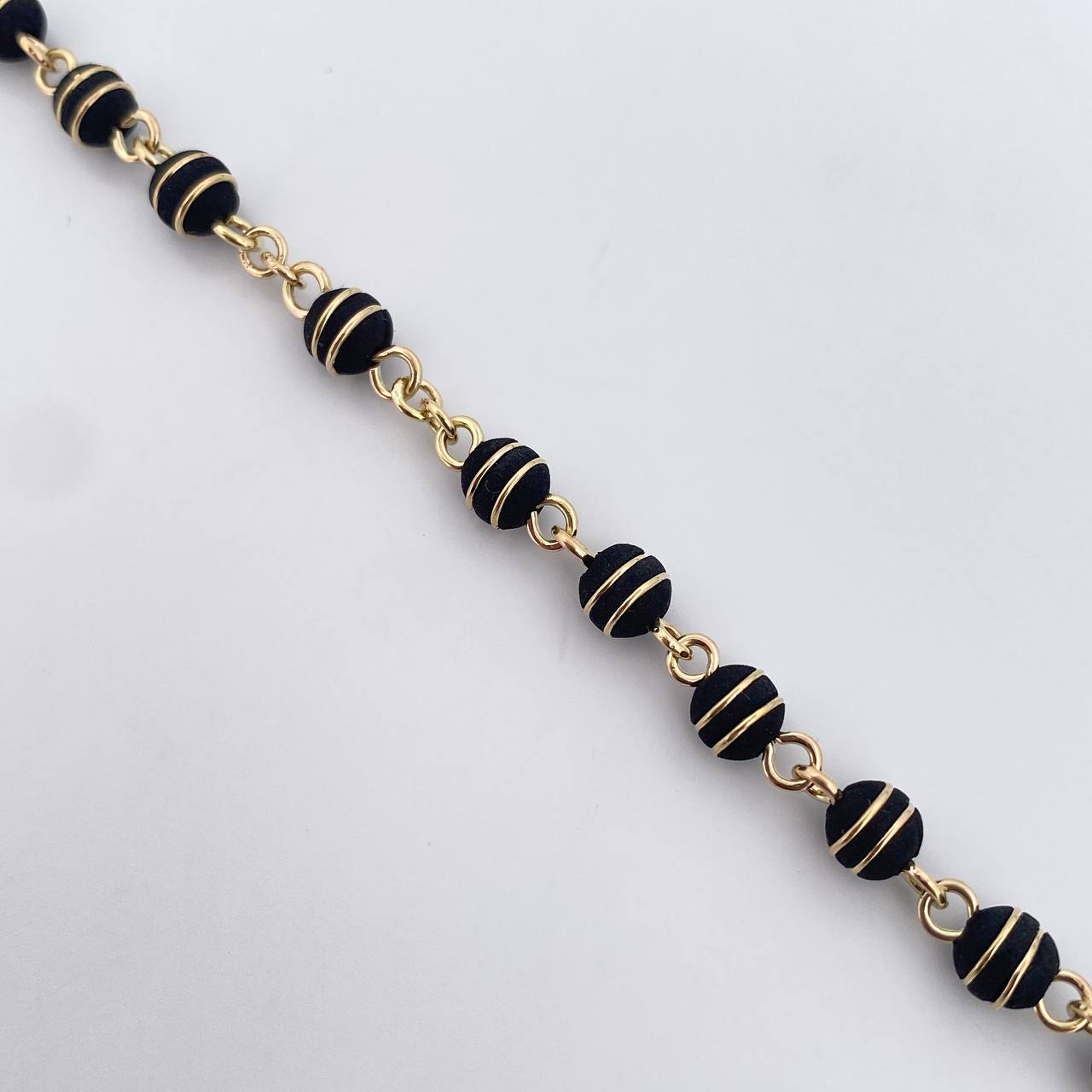 Rosario Virgen Maria 21.1gr / 55.8cm / 5mm Neoros 2 Rayas Negros Oro Amarillo 18K $