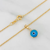 Set Cadena Rolo + Dije Ojo Turco / 2.25g / 45cm Oro Amarillo 18K