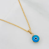 Set Cadena Rolo + Dije Ojo Turco / 2.25g / 45cm Oro Amarillo 18K