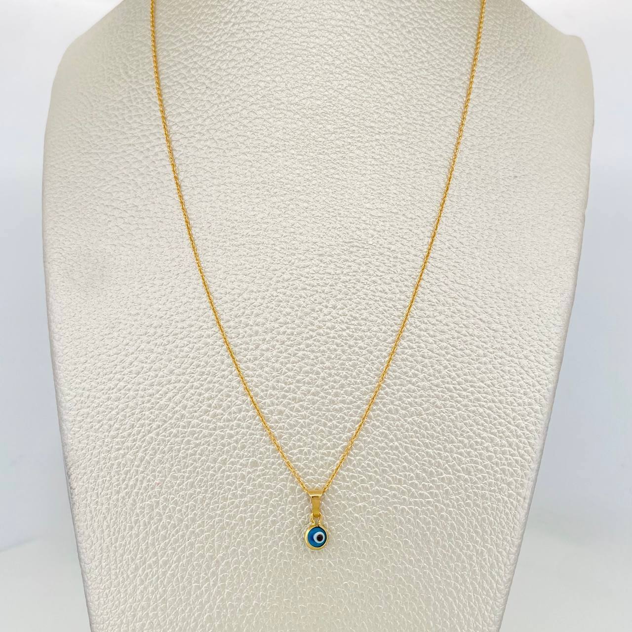 Set Cadena Aro Seguido + Dije Ojo Turco / 1.5g / 45cm Oro Amarillo 18K