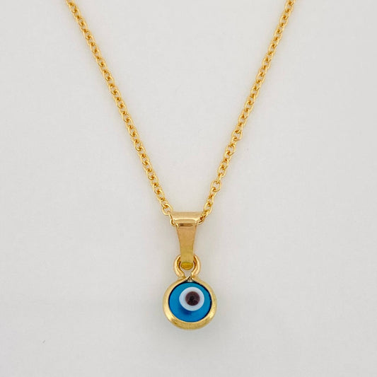Set Cadena Rolo + Dije Ojo Turco / 1.65g / 45cm Oro Amarillo 18K