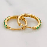 Candongas Tupida Esmeraldas 14pts 1.3g / 1cm Oro Amarillo 18K