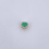 Dije Corazon 0.8gr / 0.6cm / Esmeralda 53 Pts Diamantes 12 Pts Oro Amarillo 18K (Joya) &