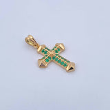Dije Cruz Gotica 4.1gr / 3.3cm / Esmeraldas 41 Pts Oro Amarillo 18K (Joya) &