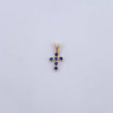 Dije Cruz 0.35gr / 1.3cm / Zafiros 18 Pts Oro Amarillo 18K (Joya) &