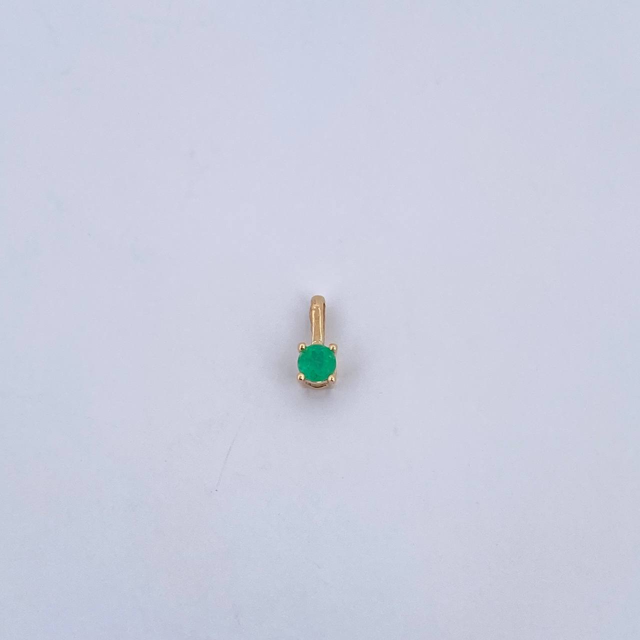 Dije Redondo 0.3gr / 0.7cm / Esmeralda 13 Pts Oro Amarillo 18K (Joya) &