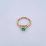 Anillo Solitario 2.3gr / T6 3/4 / Esmeraldas 45 Pts Diamantes 3 Pts Dos Oros Amarillo Blanco 18K (Joya) &