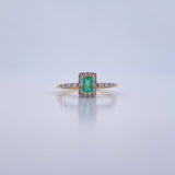 Anillo Solitario Rectangular 2gr / T6 3/4 / Esmeraldas 26 Pts Diamantes 16 Pts Dos Oros Amarillo Blanco 18K (Joya) &