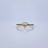 Anillo Silueta Corazon 1.45gr / T7 3/4 / Esmeraldas 16 Pts Oro Amarillo 18K (Joya) &