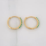 Candongas Tupida Esmeraldas 14pts 1.3g / 1cm Oro Amarillo 18K