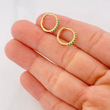 Candongas Tupida Esmeraldas 14pts 1.3g / 1cm Oro Amarillo 18K