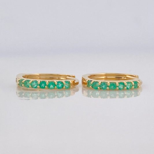Candongas Tupida Esmeraldas 14pts 1.3g / 1cm Oro Amarillo 18K