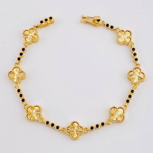 Pulso Burbujas De Trebol Diamantada 10.25 g / 18.5 cm / 9.2 mm Oro Amarillo 18K