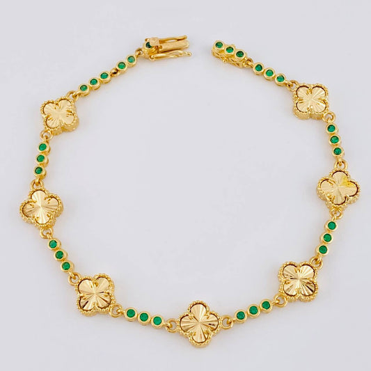 Pulso Burbujas De Trebol Diamantada 11.05 g / 20 cm / 9.3 mm Oro Amarillo 18K
