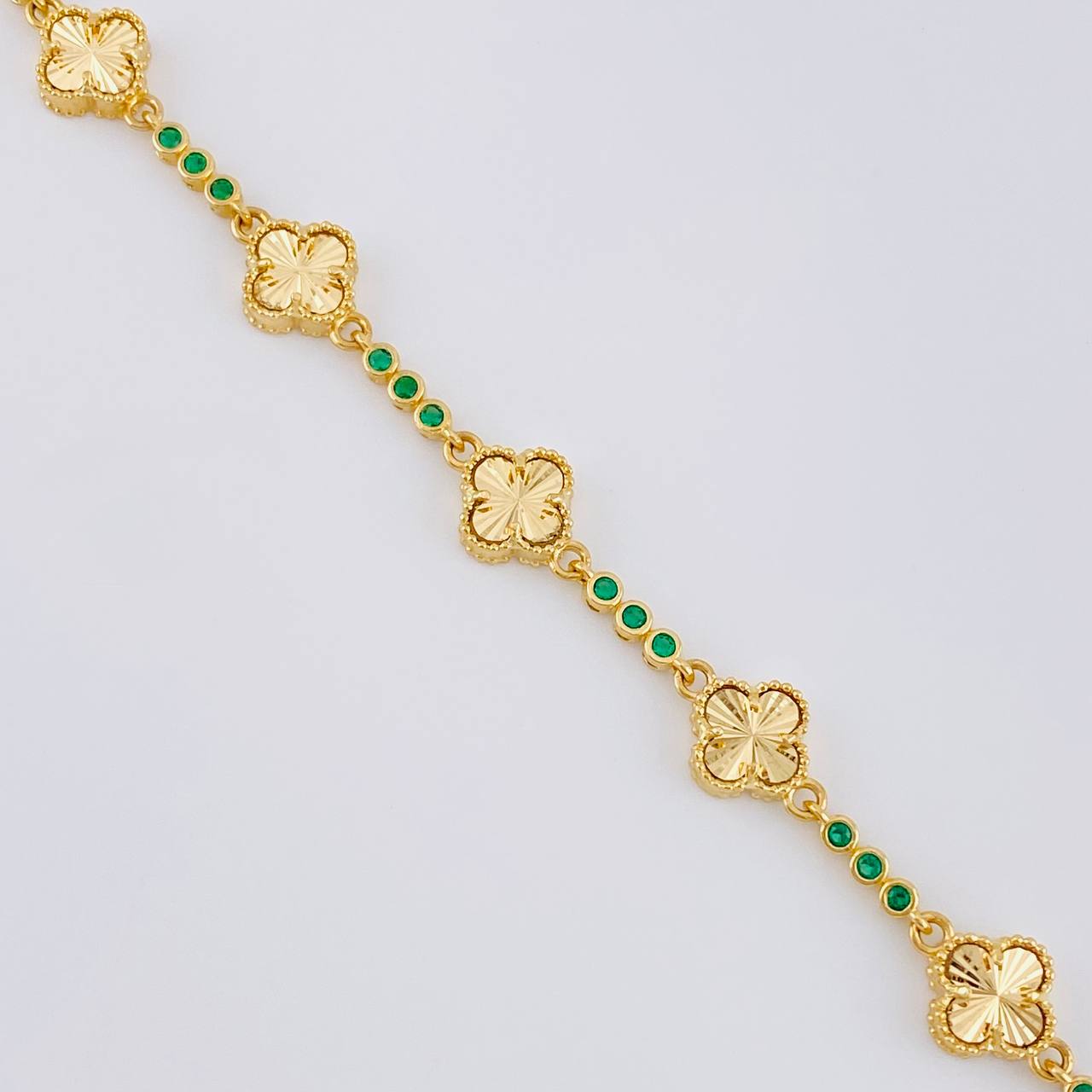 Pulso Burbujas De Trebol Diamantada 11.05 g / 20 cm / 9.3 mm Oro Amarillo 18K