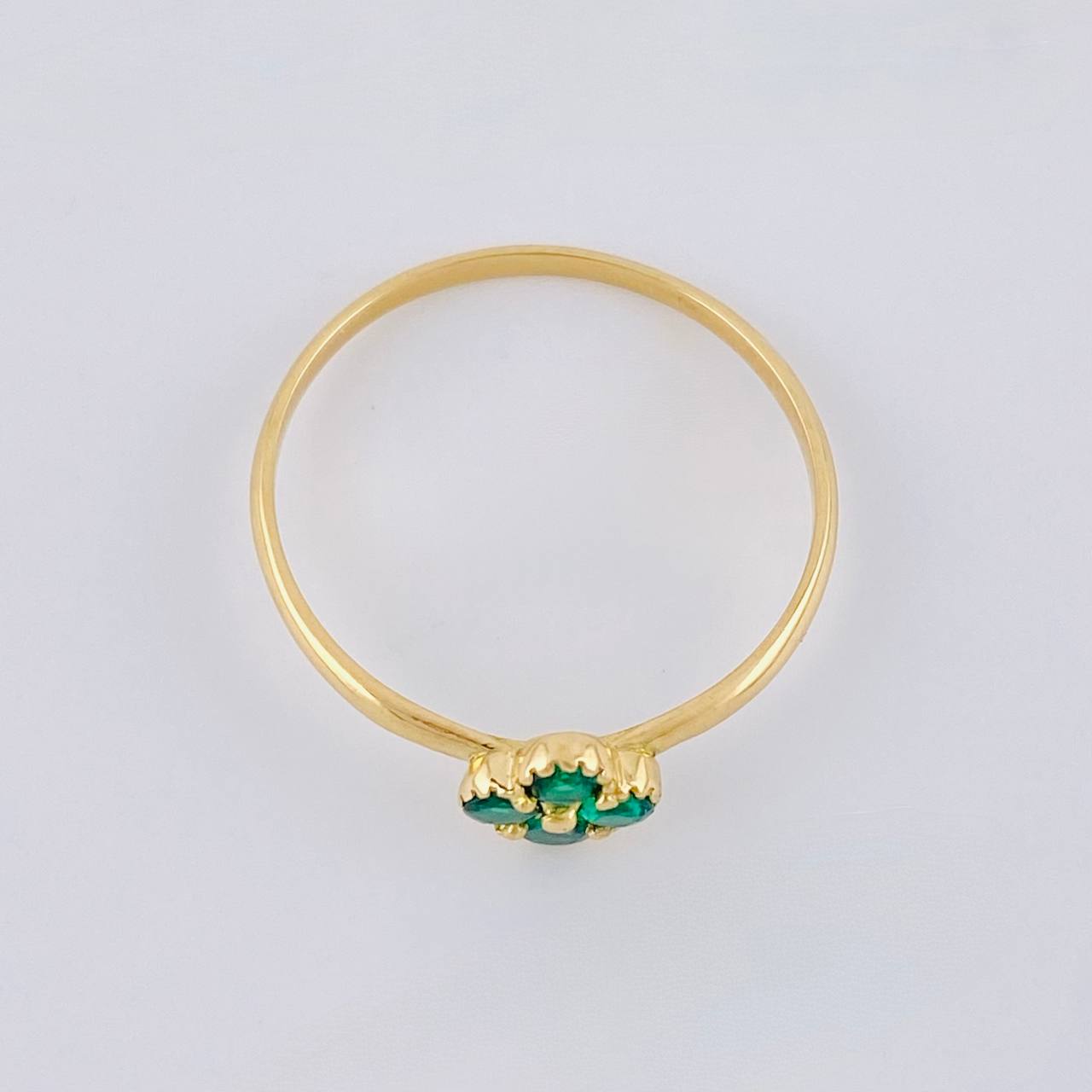 Anillo Flor Trebol Cuatro Hojas 1.4 g / T7 3/4 Oro Amarillo 18K