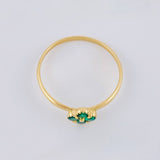 Anillo Flor Trebol Cuatro Hojas 1.4 g / T7 3/4 Oro Amarillo 18K