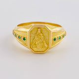 Anillo Cuadrado Octagonal Virgen Del Carmen 8.2 g / T10 1/4 Oro Amarillo 18K