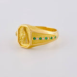 Anillo Cuadrado Octagonal Virgen Del Carmen 8.2 g / T10 1/4 Oro Amarillo 18K