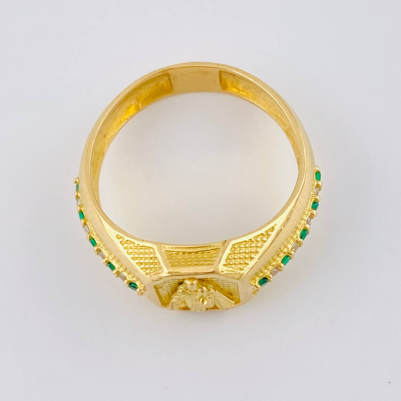 Anillo Cuadrado Octagonal Virgen Del Carmen 8.2 g / T10 1/4 Oro Amarillo 18K