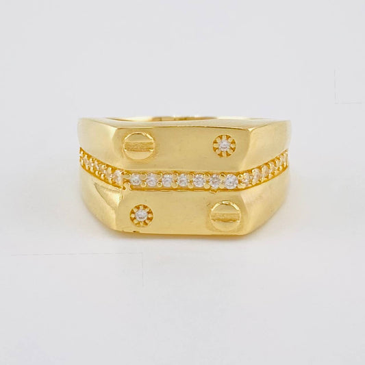 Anillo Sello Linea Infinita Tornillos 7.4 g / T11 Oro Amarillo 18K