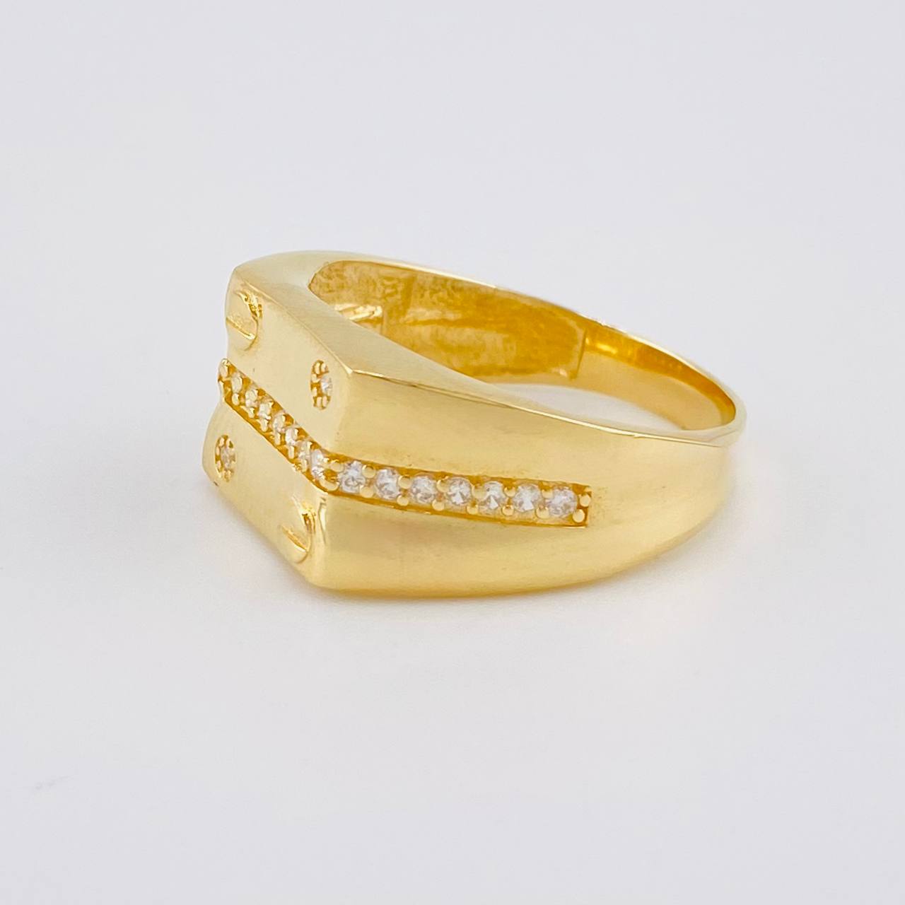 Anillo Sello Linea Infinita Tornillos 7.4 g / T11 Oro Amarillo 18K