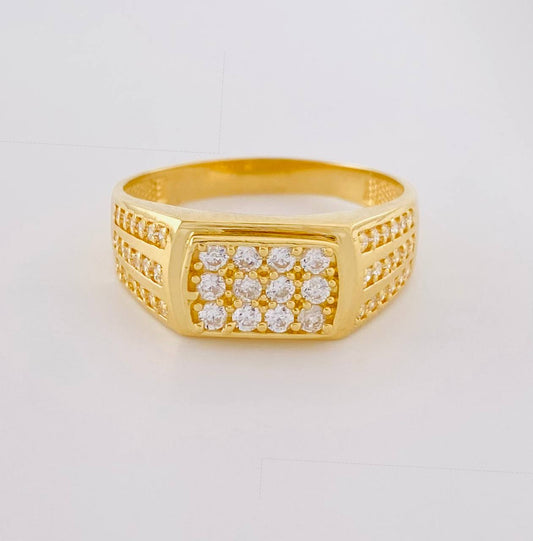 Anillo Sello Lineas Rectas 5.05 g / T10 3/4 Oro Amarillo 18K