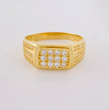 Anillo Sello Lineas Rectas 5.05 g / T10 3/4 Oro Amarillo 18K