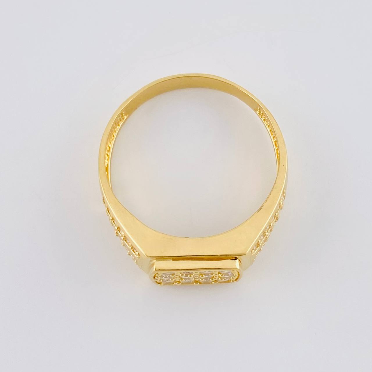 Anillo Sello Lineas Rectas 5.05 g / T10 3/4 Oro Amarillo 18K