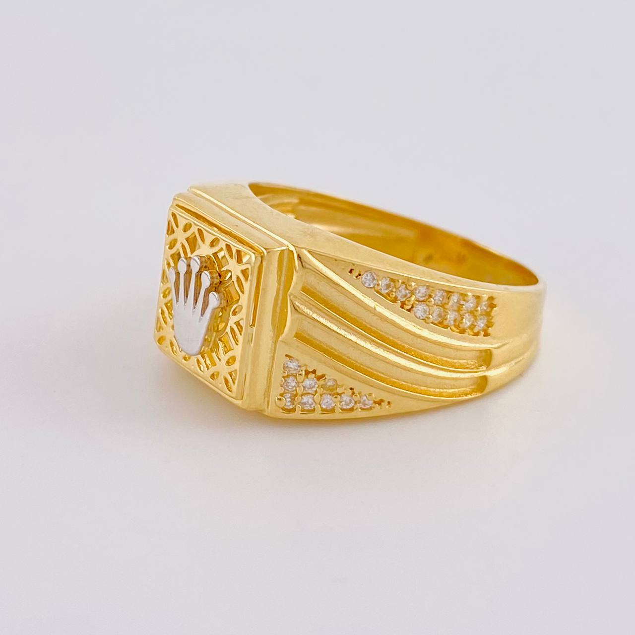 Anillo Corona Filigrama 5.95 g / T9 1/2 Dos Oros Amarillo Blanco 18K