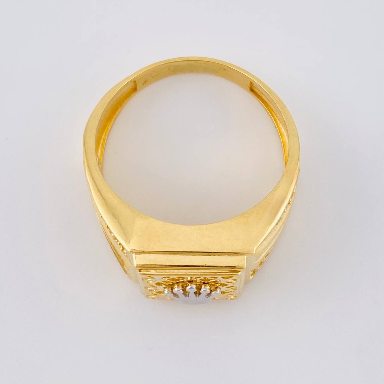 Anillo Corona Filigrama 5.95 g / T9 1/2 Dos Oros Amarillo Blanco 18K
