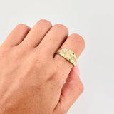 Anillo Sello Cruz Diamantada 6.4 g / T9 Oro Amarillo 18K