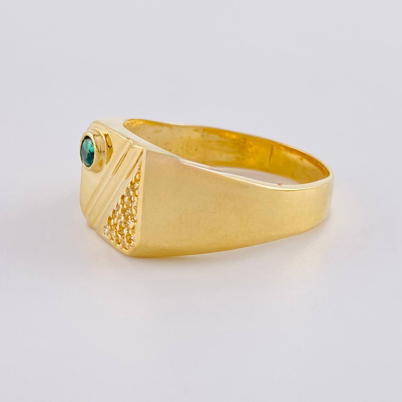Anillo Sello Linea Diagonal 4.45 g / T9 1/2 Oro Amarillo 18K