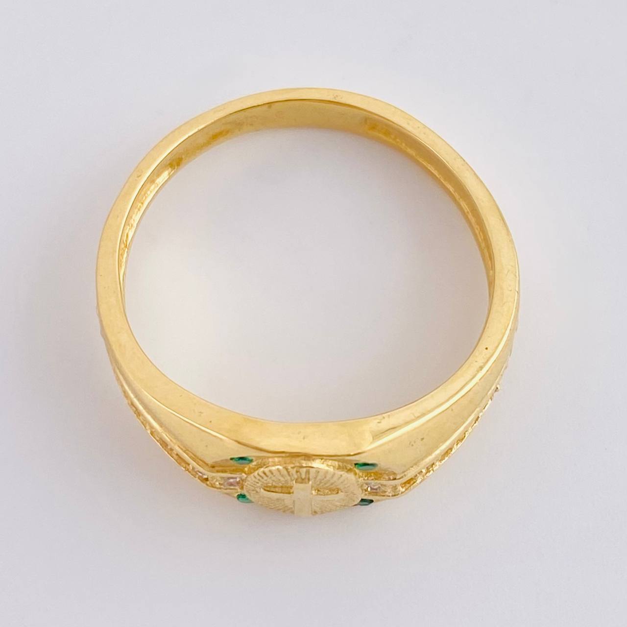 Anillo Sello Cruz Diamantada 6.4 g / T9 Oro Amarillo 18K